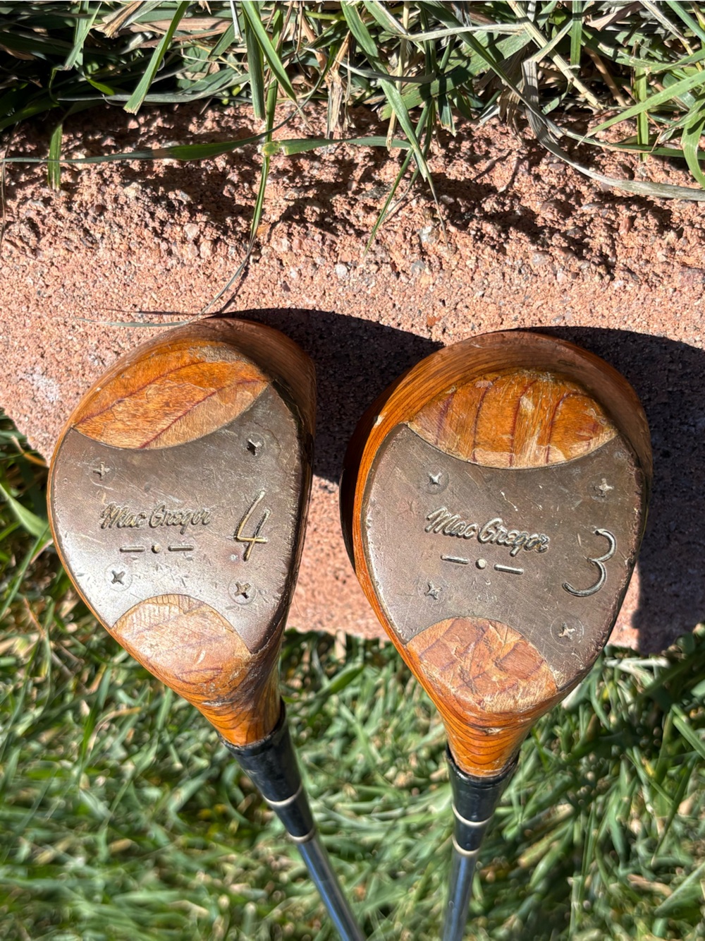 McGregor Wooden Golf Fairway Woods 3 & 4 Brown and Silver